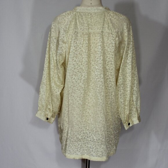 Anthropologie Susanna Burnout Velvet Button down Maize Yellow Gold Blouse Large - Picture 5 of 10